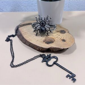 Gothic Spider bracelet and Key Necklace Set​​​​​